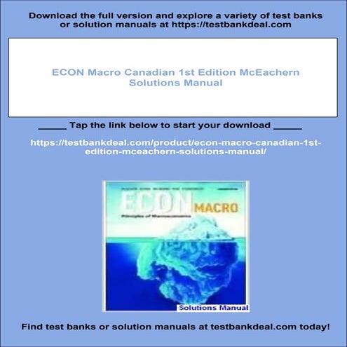 ECON Macro Canadian 1st Edition McEachern Solutions Manual