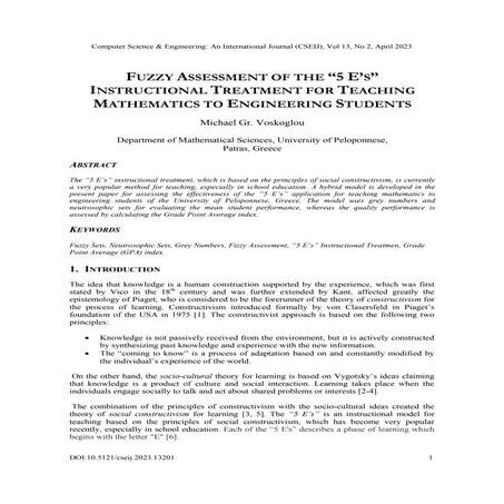 FUZZY ASSESSMENT OF THE “5 E’S” INSTRUCTIONAL TREATMENT FOR TEACHING MATHEMAT...
