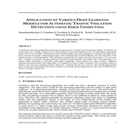 APPLICATION OF VARIOUS DEEP LEARNING MODELS FOR AUTOMATIC TRAFFIC VIOLATION D...