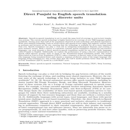 Direct Punjabi to English Speech Translation using Discrete Units