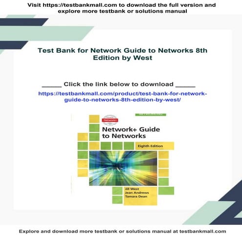 Test Bank for Network Guide to Networks 8th Edition by West