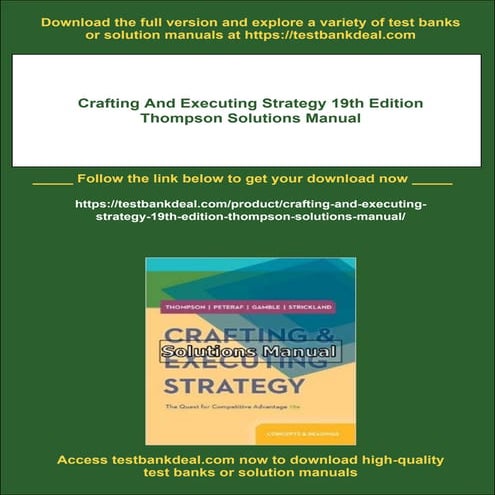 Crafting And Executing Strategy 19th Edition Thompson Solutions Manual