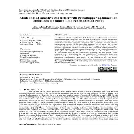 Model based adaptive controller with grasshopper optimization algorithm ...