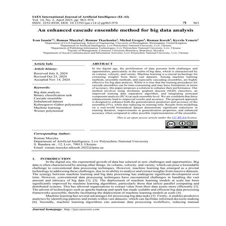 An enhanced cascade ensemble method for big data analysis | PDF