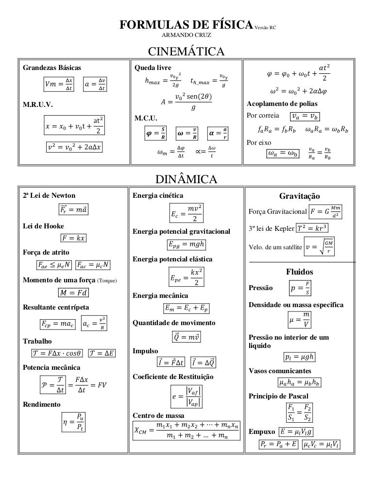 Primeira lei da termodinamica formulas