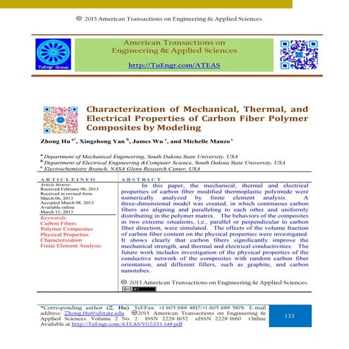 Characterization of Mechanical, Thermal, and Electrical Properties of Carbon ...