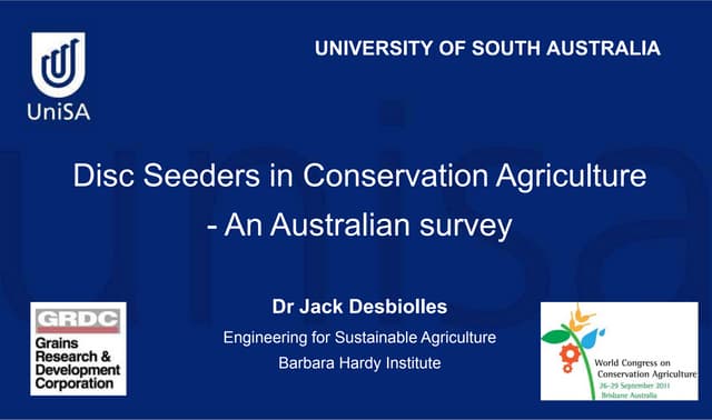 Disc Seeders in Conservation Agriculture - An Australian survey