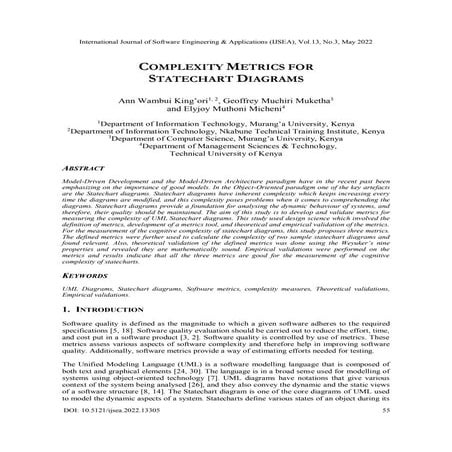 Measuring Cognitive Complexity in UML Statechart Diagrams for Software ...