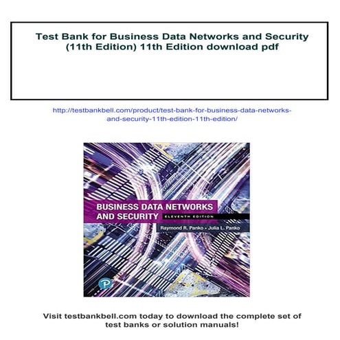 Test Bank for Business Data Networks and Security (11th Edition) 11th ...