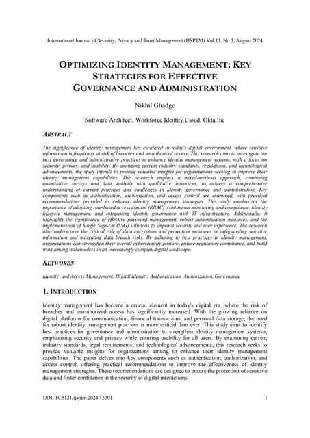 OPTIMIZING IDENTITY MANAGEMENT: KEY STRATEGIES FOR EFFECTIVE GOVERNANCE AND ADMINISTRATION
