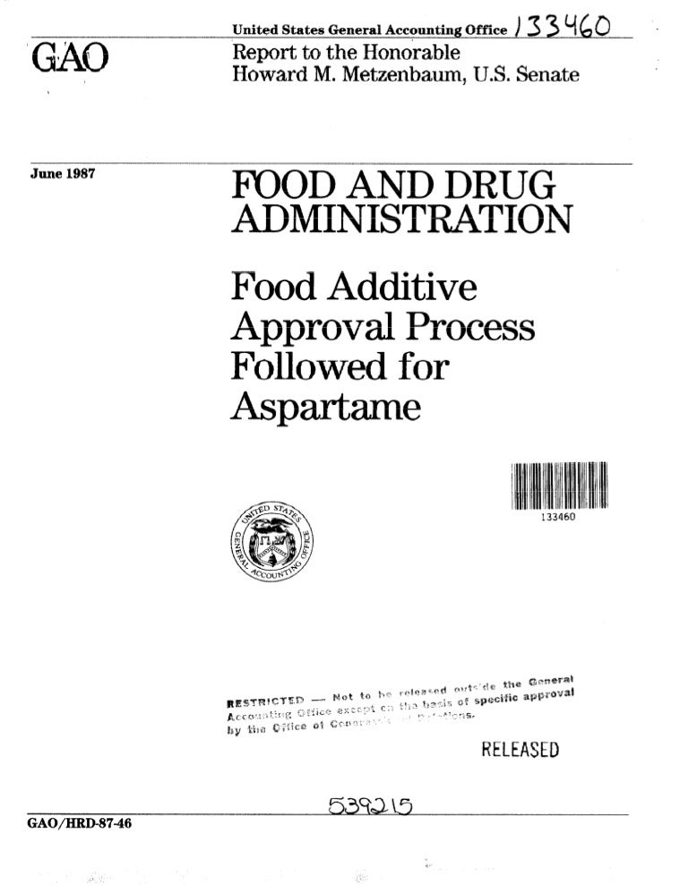 FDA Food Additive Approval Process Followed for Aspartame