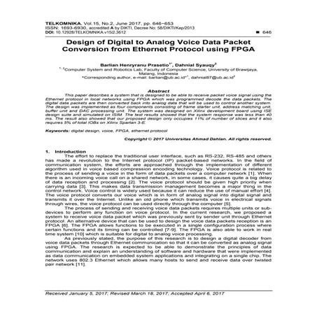 Design of Digital to Analog Voice Data Packet Conversion from Ethernet Protoc...
