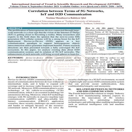 Correlation between Terms of 5G Networks, IoT and D2D Communication