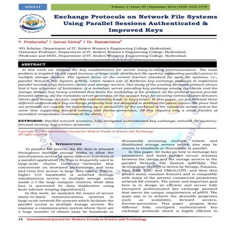 Exchange Protocols on Network File Systems Using Parallel Sessions Authentica...