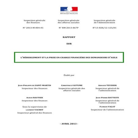 L’hébergement et la prise en charge financière des demandeurs d’asile