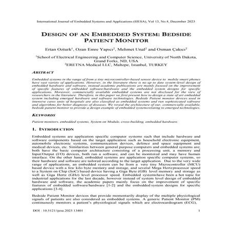 DESIGN OF AN EMBEDDED SYSTEM: BEDSIDE PATIENT MONITOR