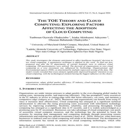 The TOE Theory and Cloud Computing: Exploring Factors Affecting the Adoption ...