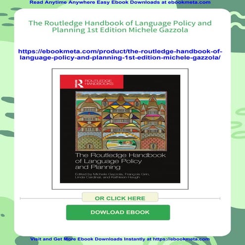 The Routledge Handbook of Language Policy and Planning 1st Edition Michele Ga...