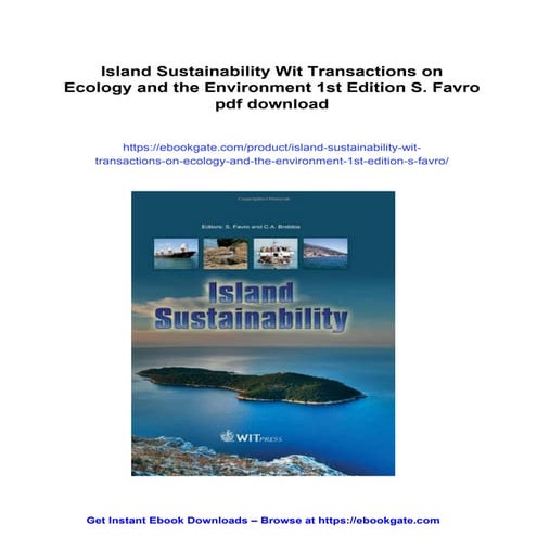 Island Sustainability Wit Transactions on Ecology and the Environment 1st Edi...