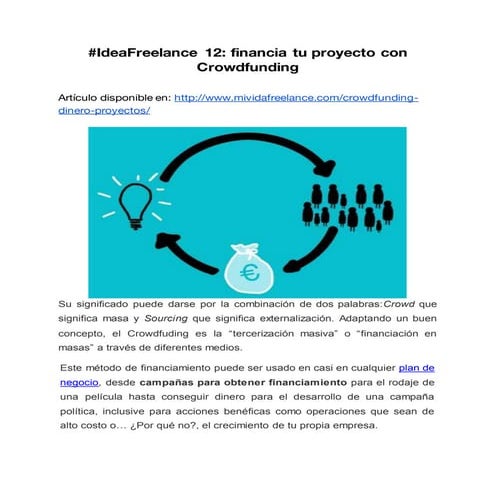 #IdeaFreelance 12: financia tu proyecto con Crowdfunding