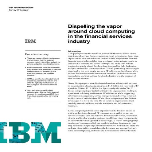 Dispelling the Vapour around Cloud for Financial services