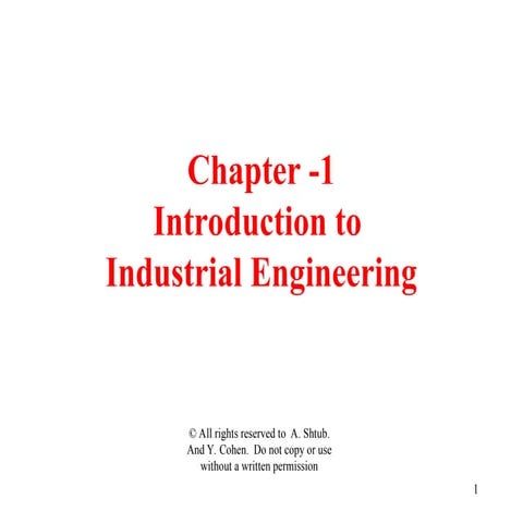 Industrial Engineering Introduction Part 0