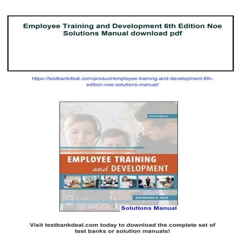 Employee Training And Development 6th Edition Noe Solutions Manual Pdf