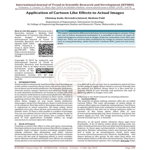 Application of Cartoon Like Effects to Actual Images