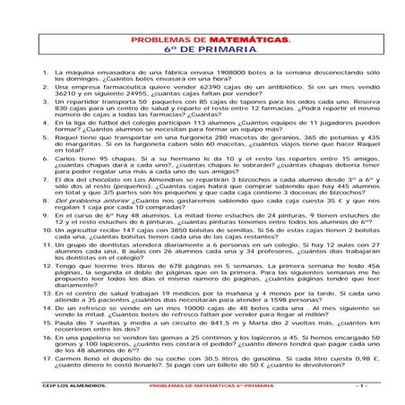 135 problemas de matemticas 6° año