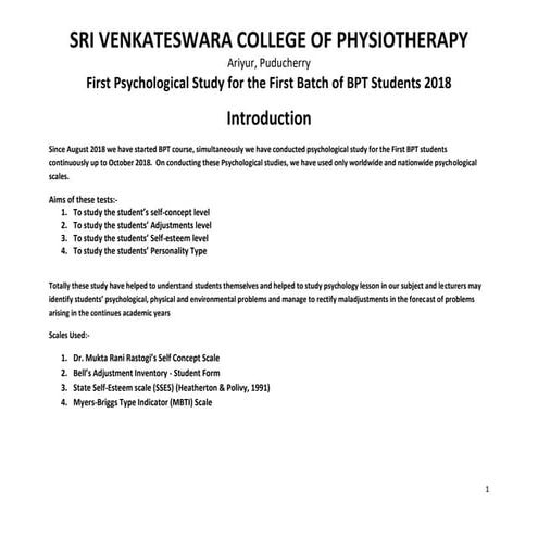 136. Total psychological study of the students of SVCOPT on 2018