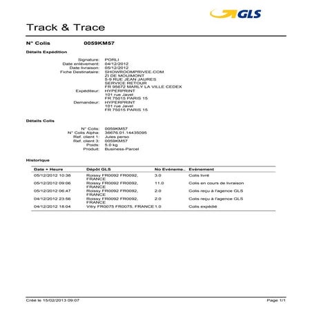 Track & Trace GLS | PDF