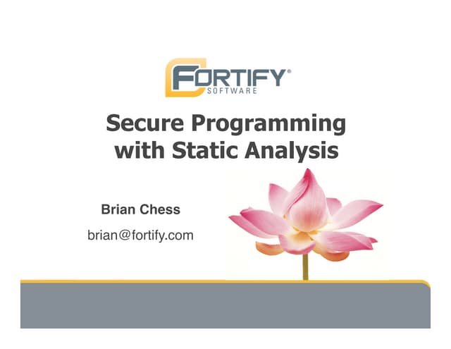 Secure Programming With Static Analysis
