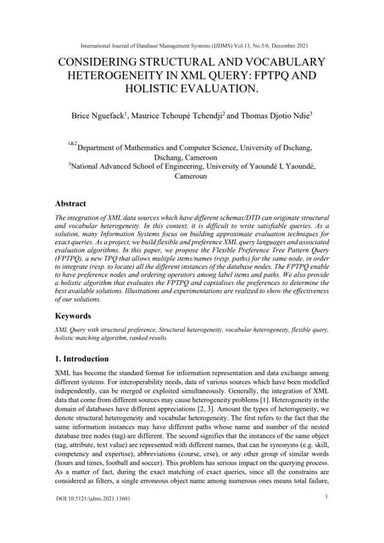 CONSIDERING STRUCTURAL AND VOCABULARY HETEROGENEITY IN XML QUERY: FPTPQ AND H...