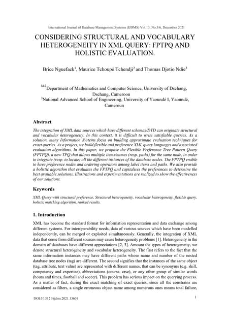 CONSIDERING STRUCTURAL AND VOCABULARY HETEROGENEITY IN XML QUERY: FPTPQ AND H...