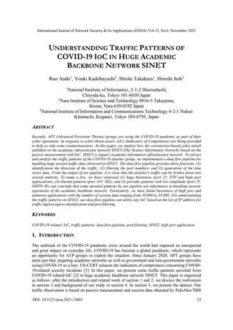 UNDERSTANDING TRAFFIC PATTERNS OF COVID-19 IOC IN HUGE ACADEMIC BACKBONE NETW...