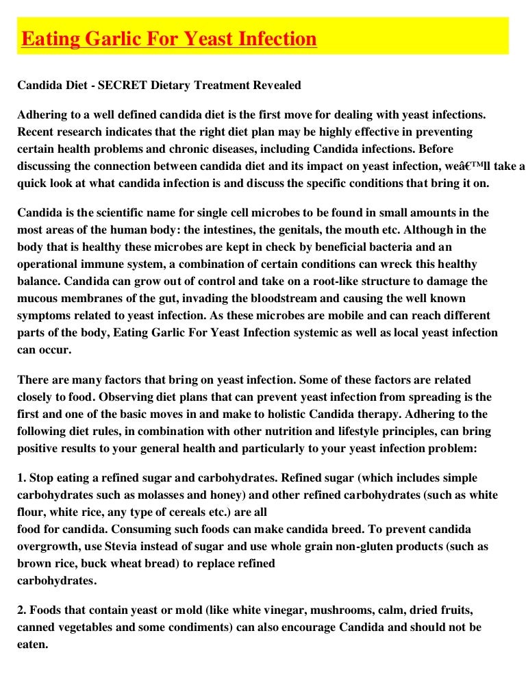 Eating Garlic For Yeast Infection
