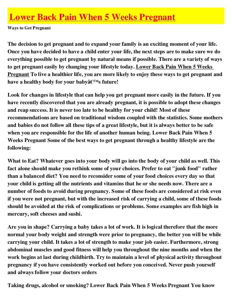 Lower Back Pain When 5 Weeks Pregnant