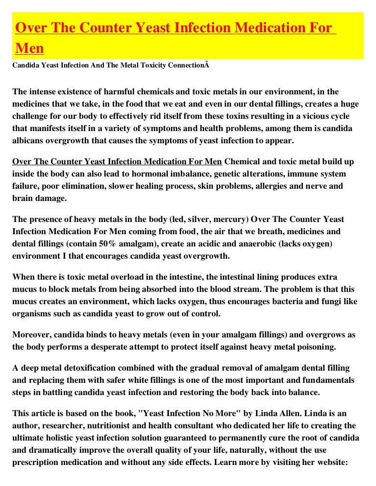Over The Counter Yeast Infection Medication For Men