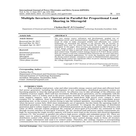 Multiple Inverters Operated in Parallel for Proportional Load Sharing in Micr...