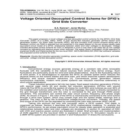 Voltage Oriented Decoupled Control Scheme for DFIG’s Grid Side Converter