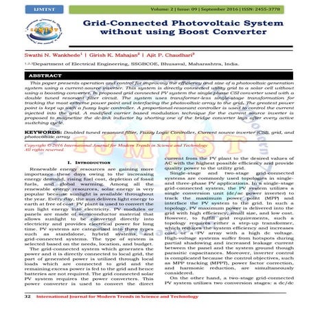 Grid-Connected Photovoltaic System without using Boost Converter