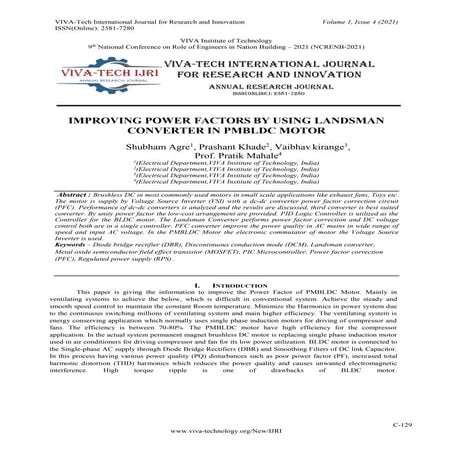 IMPROVING POWER FACTORS BY USING LANDSMAN CONVERTER IN PMBLDC MOTOR