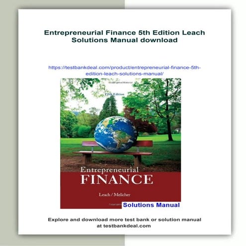 Entrepreneurial Finance 5th Edition Leach Solutions Manual | PDF