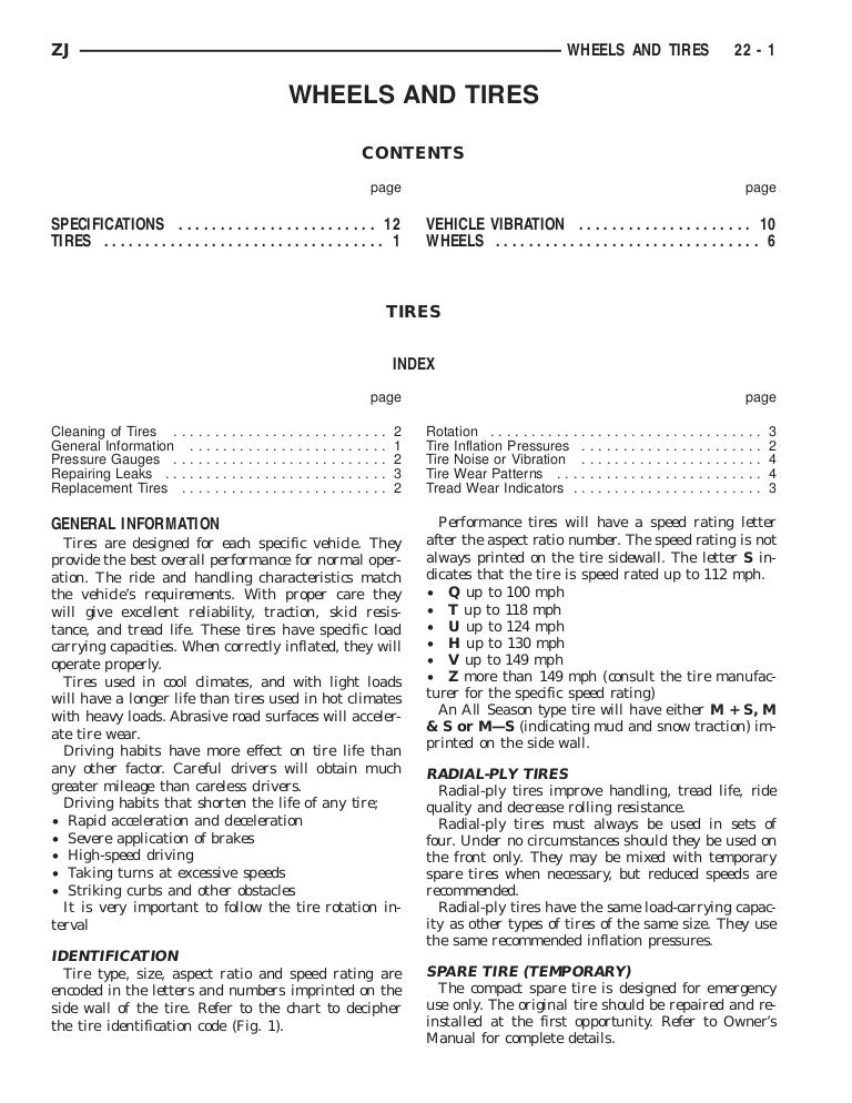 Tire Speed Rating Chart Pdf