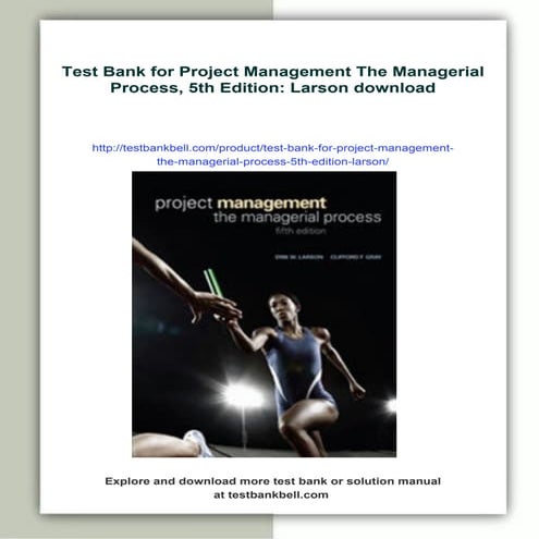 Test Bank for Project Management The Managerial Process, 5th Edition ...