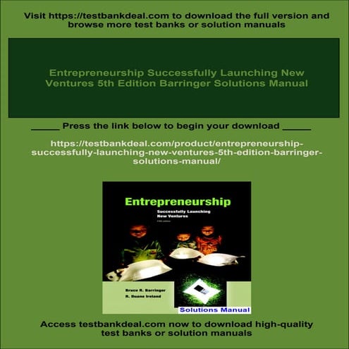 Entrepreneurship Successfully Launching New Ventures 5th Edition Barringer So...