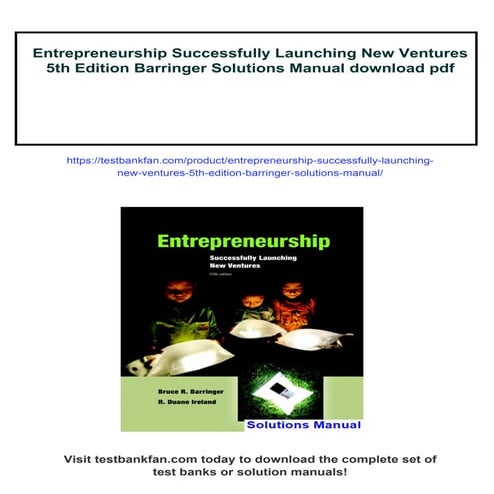 Entrepreneurship Successfully Launching New Ventures 5th Edition Barringer So...