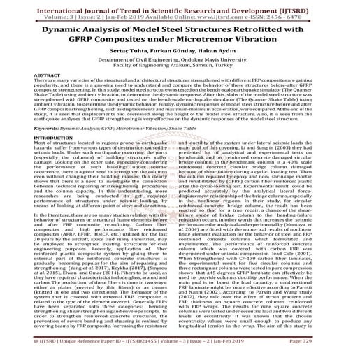 Dynamic Analysis of Model Steel Structures Retrofitted with GFRP Composites u...