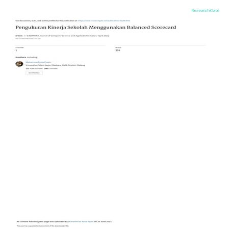 Pengukuran Kinerja Sekolah Menggunakan Balanced Scorecard