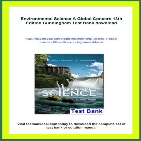 Environmental Science A Global Concern 13th Edition Cunningham Test ...